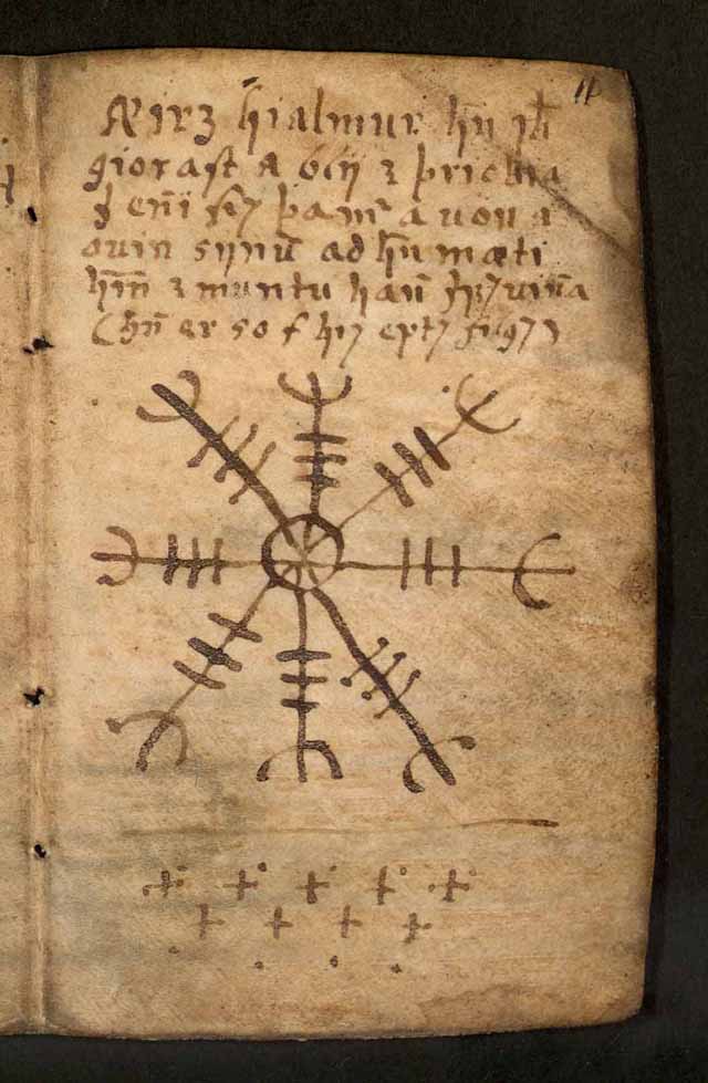 Abbildung des Aegishjalmur im Huld Manuskript