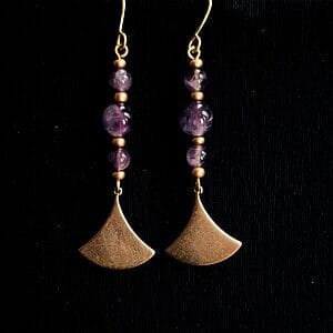 Amethyst Messing-Ohrringe – Antike Göttinnen Ohrringe