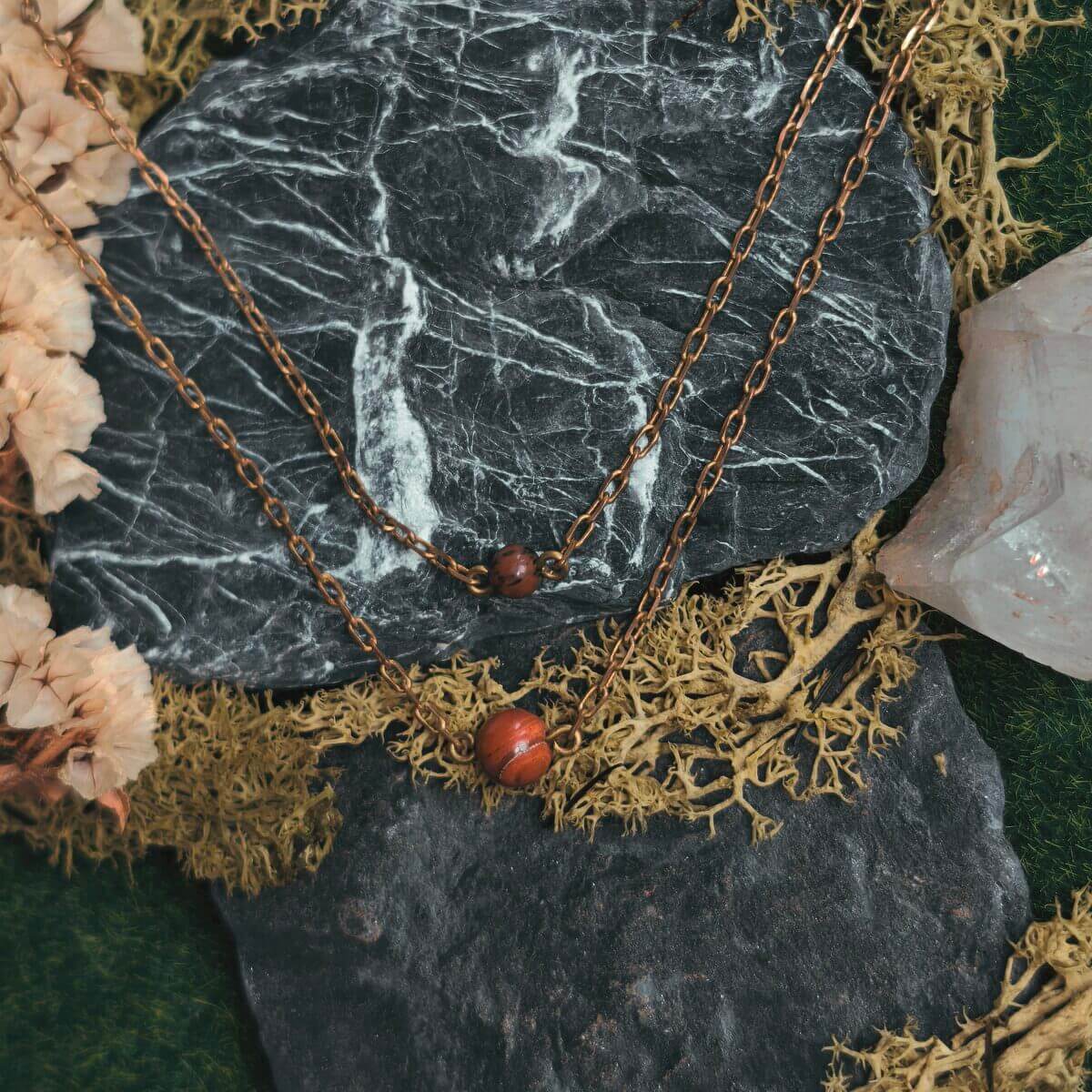 Layering Halskette mit rotem Jaspis